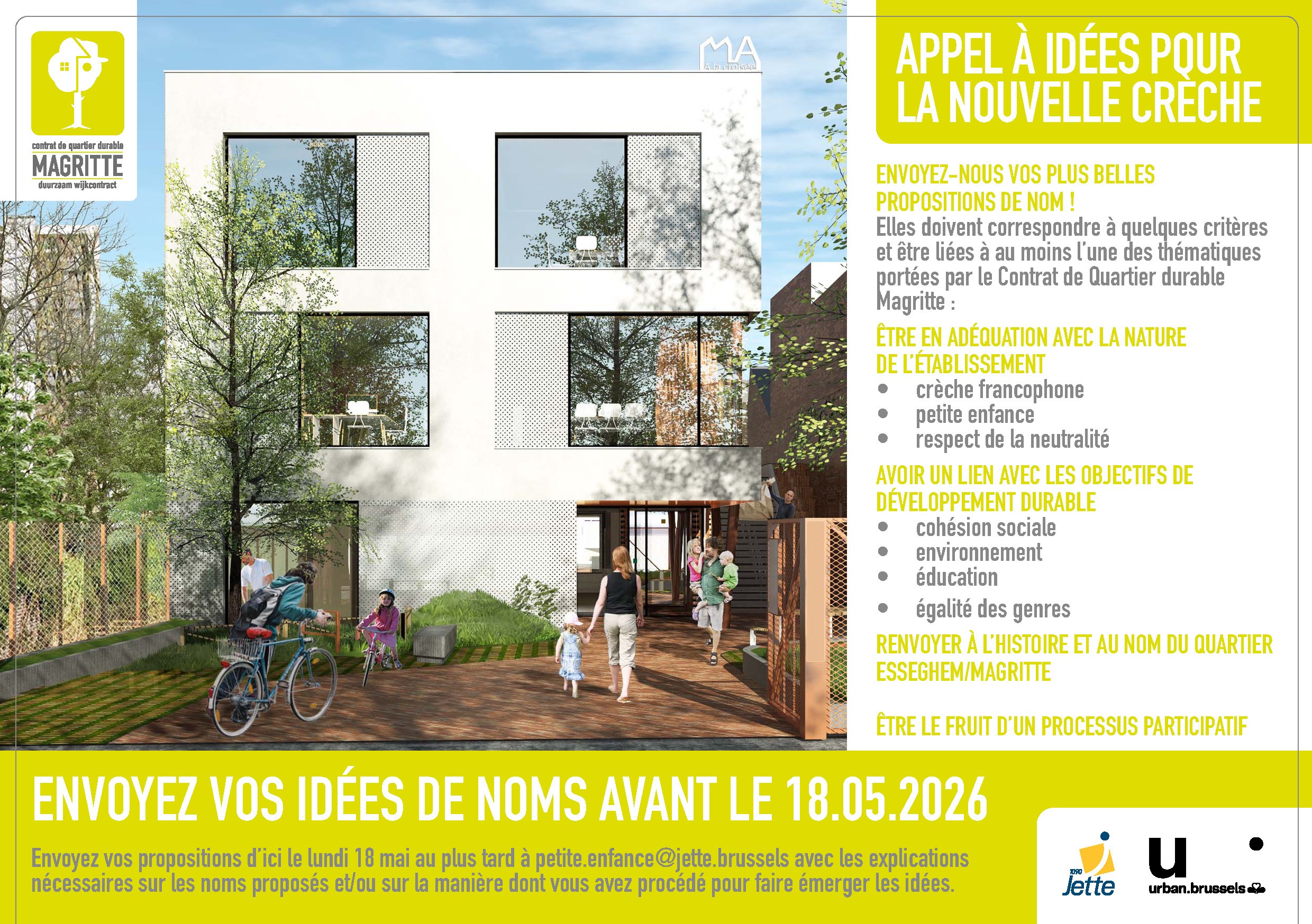Nouvelle crèche pour le quartier Magritte : Aidez-nous à lui trouver un nom !
